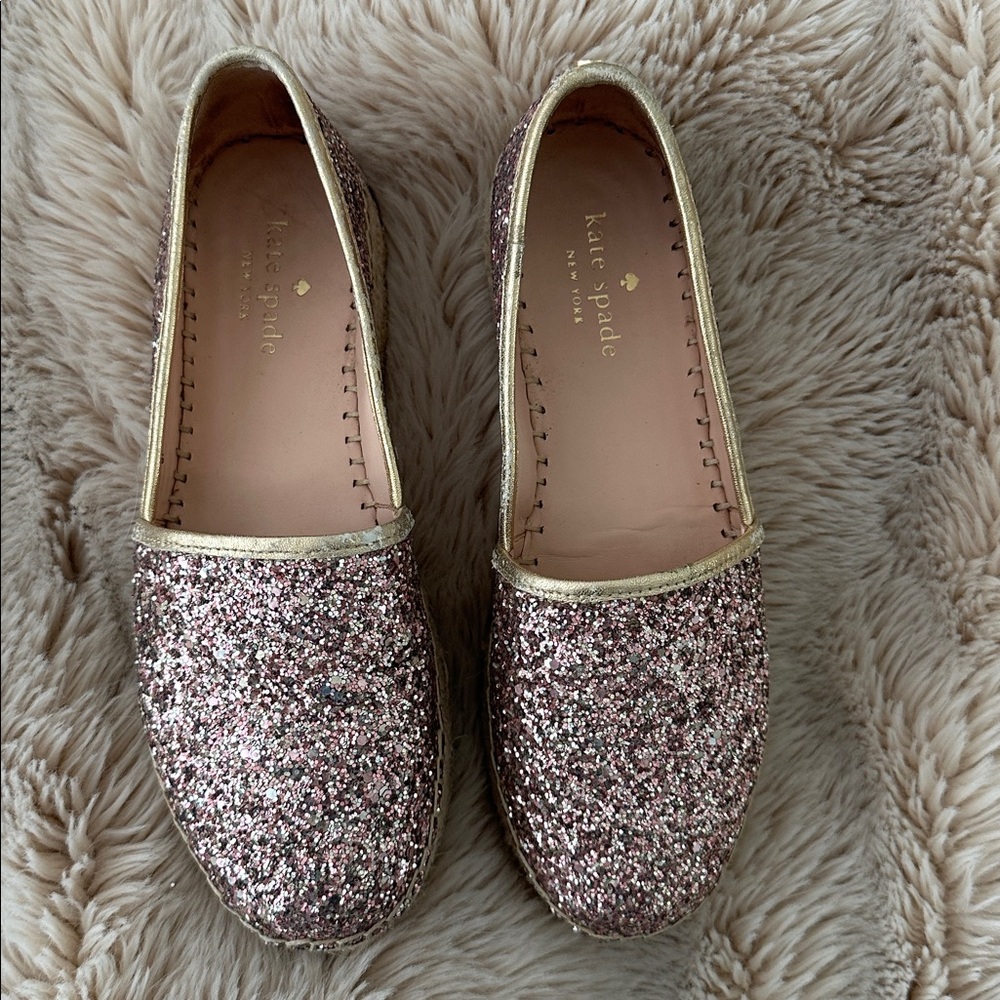 Kate Spade pink glitter platform espadrilles with gold detail - women’s size 6 - Picture 3 of 9